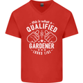 A Qualified Gardener Looks Like Mens V-Neck Cotton T-Shirt Red