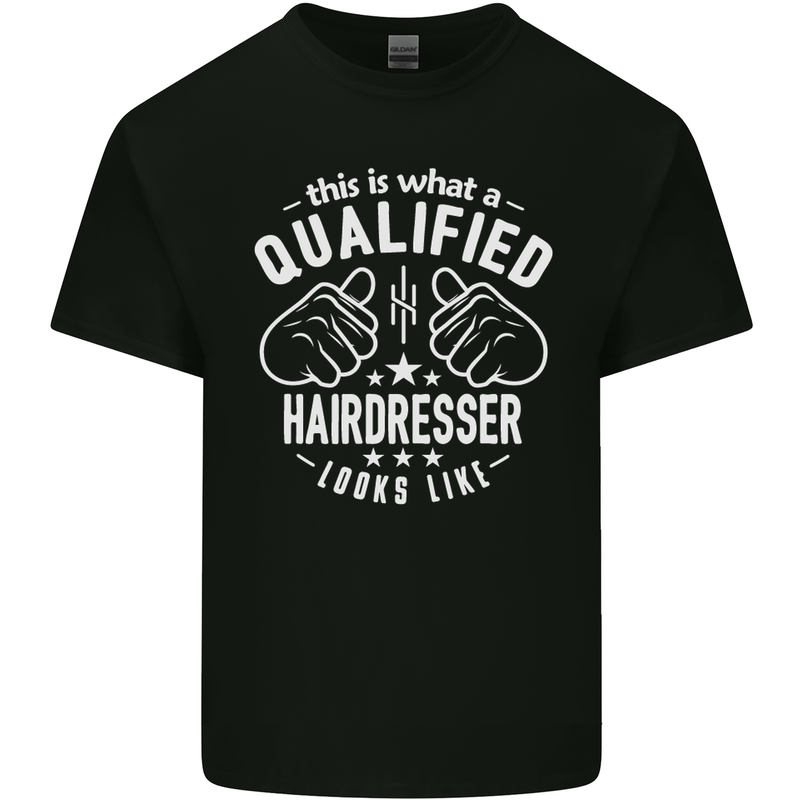 A Qualified Hairdresser Looks Like Mens Cotton T-Shirt Tee Top Black