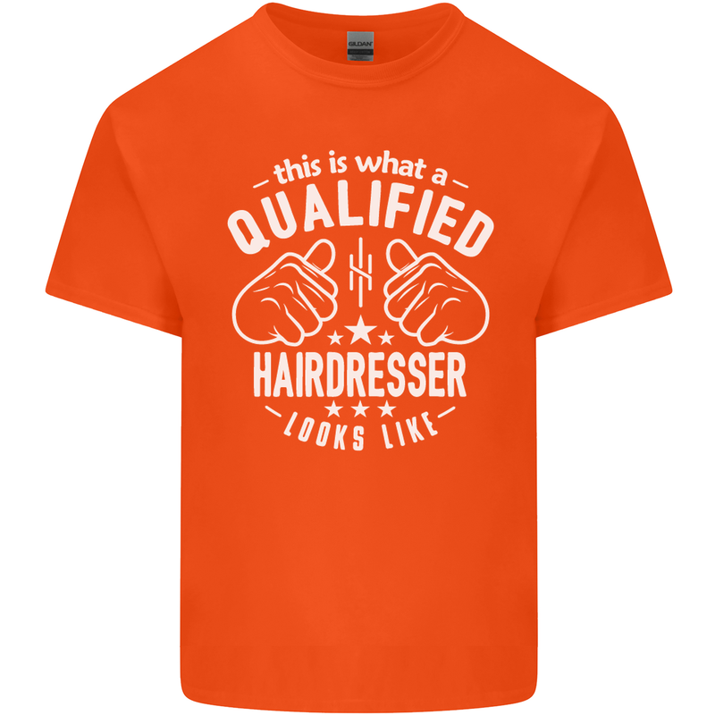 A Qualified Hairdresser Looks Like Mens Cotton T-Shirt Tee Top Orange