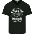A Qualified Hairdresser Looks Like Mens V-Neck Cotton T-Shirt Black