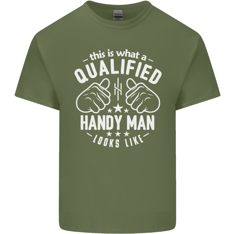 A Qualified Handy Man Looks Like Mens Cotton T-Shirt Tee Top Military Green