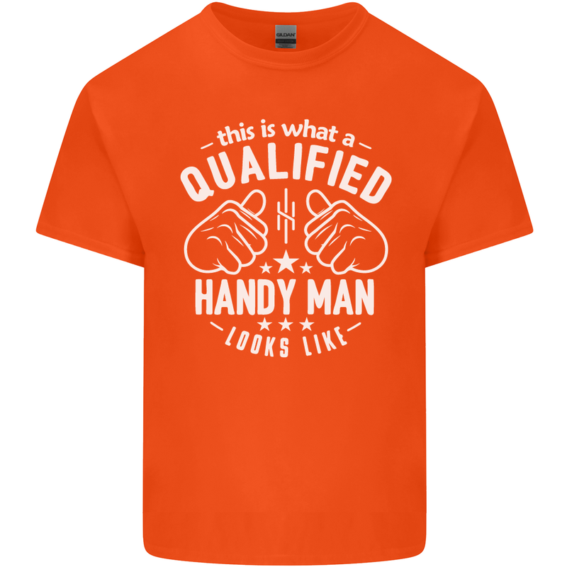 A Qualified Handy Man Looks Like Mens Cotton T-Shirt Tee Top Orange
