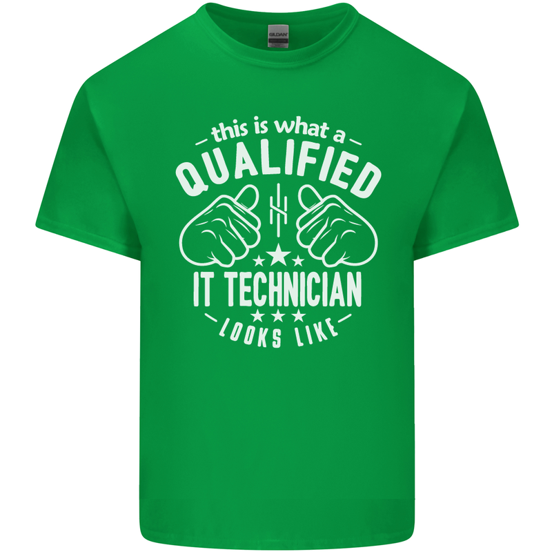 A Qualified IT Technician Looks Like Mens Cotton T-Shirt Tee Top Irish Green