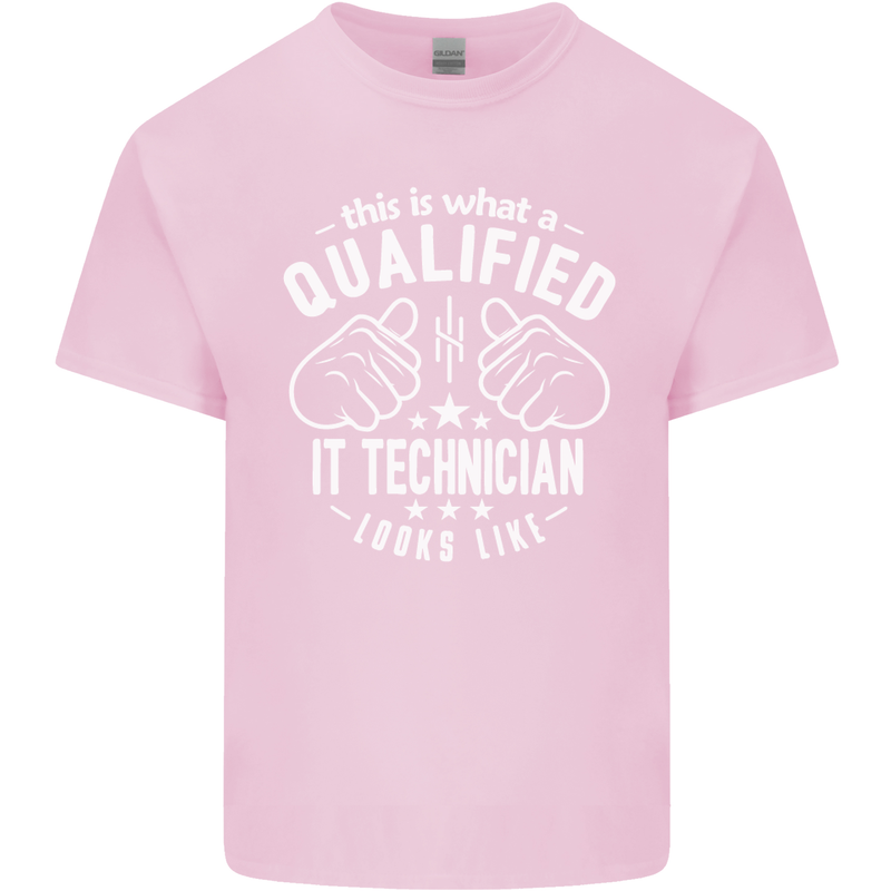 A Qualified IT Technician Looks Like Mens Cotton T-Shirt Tee Top Light Pink
