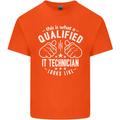 A Qualified IT Technician Looks Like Mens Cotton T-Shirt Tee Top Orange