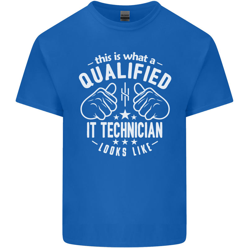 A Qualified IT Technician Looks Like Mens Cotton T-Shirt Tee Top Royal Blue
