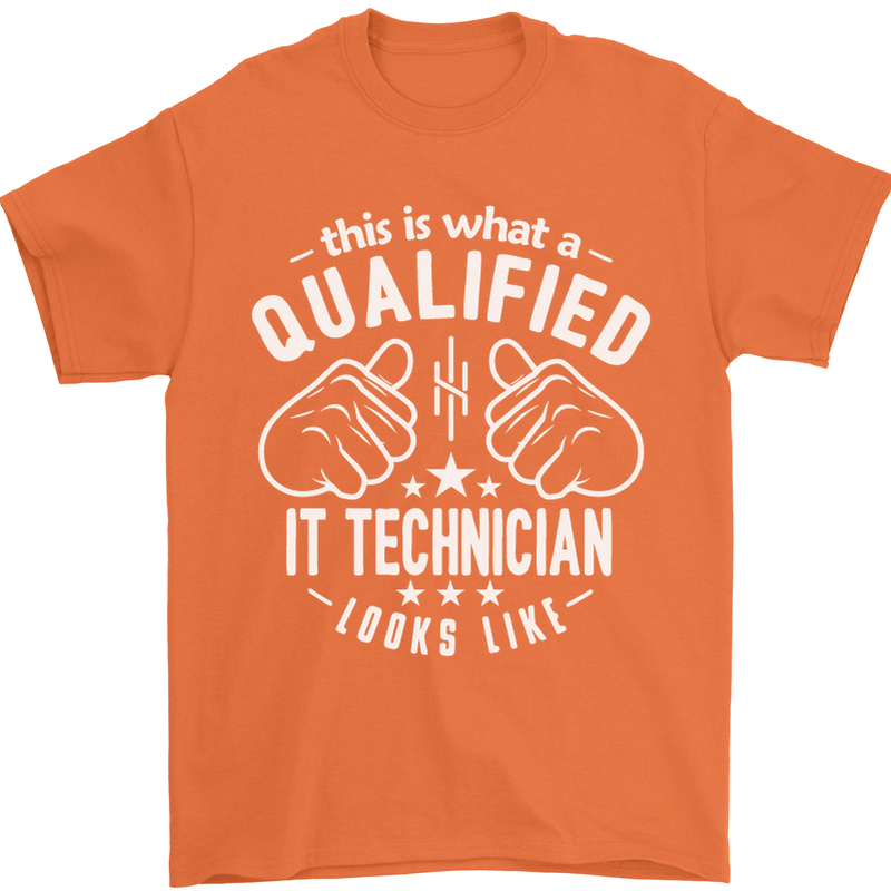 A Qualified IT Technician Looks Like Mens T-Shirt Cotton Gildan Orange