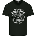 A Qualified IT Technician Looks Like Mens V-Neck Cotton T-Shirt Black
