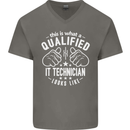 A Qualified IT Technician Looks Like Mens V-Neck Cotton T-Shirt Charcoal