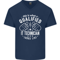 A Qualified IT Technician Looks Like Mens V-Neck Cotton T-Shirt Navy Blue