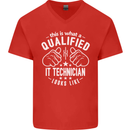 A Qualified IT Technician Looks Like Mens V-Neck Cotton T-Shirt Red