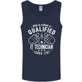 A Qualified IT Technician Looks Like Mens Vest Tank Top Navy Blue