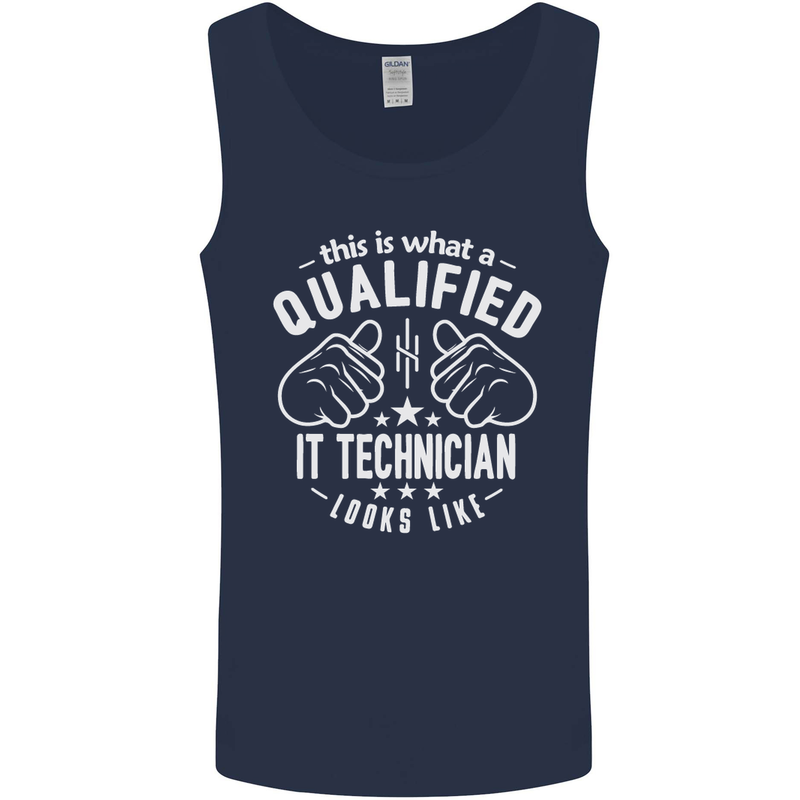 A Qualified IT Technician Looks Like Mens Vest Tank Top Navy Blue