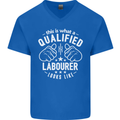 A Qualified Labourer Looks Like Mens V-Neck Cotton T-Shirt Royal Blue