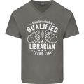A Qualified Librarian Looks Like Mens V-Neck Cotton T-Shirt Charcoal