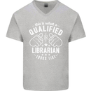A Qualified Librarian Looks Like Mens V-Neck Cotton T-Shirt Sports Grey