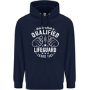 A Qualified Lifeguard Looks Like Mens 80% Cotton Hoodie Navy Blue