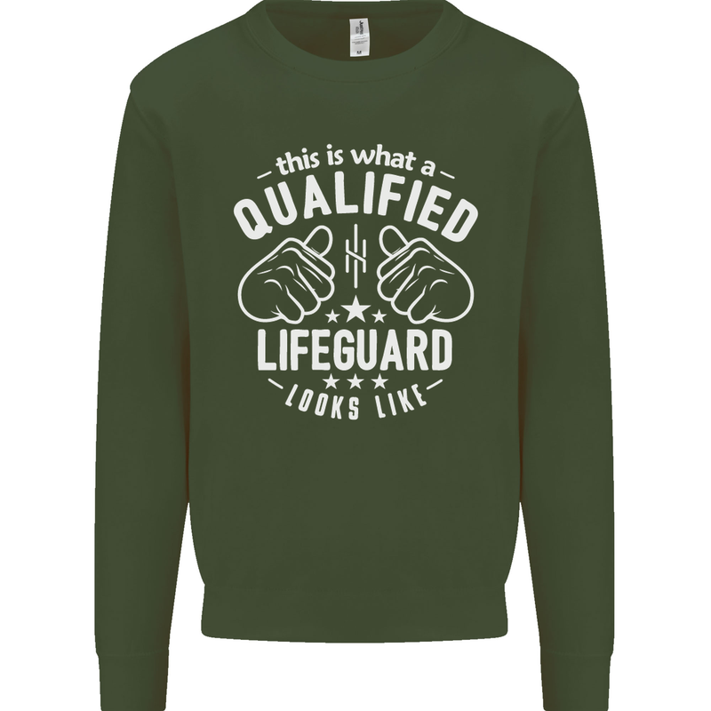 A Qualified Lifeguard Looks Like Mens Sweatshirt Jumper Forest Green