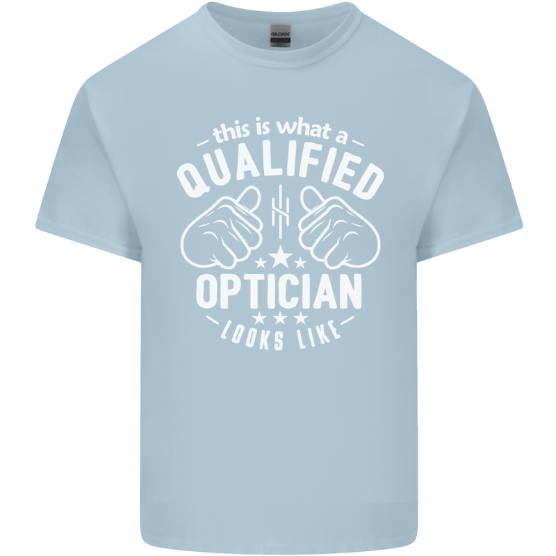 A Qualified Optician Looks Like Mens Cotton T-Shirt Tee Top Light Blue