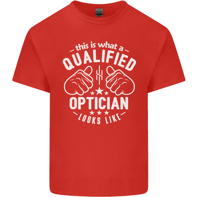 A Qualified Optician Looks Like Mens Cotton T-Shirt Tee Top Red