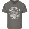 A Qualified Personal Trainer Looks Like Mens V-Neck Cotton T-Shirt Charcoal