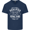 A Qualified Personal Trainer Looks Like Mens V-Neck Cotton T-Shirt Navy Blue