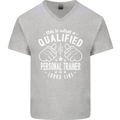 A Qualified Personal Trainer Looks Like Mens V-Neck Cotton T-Shirt Sports Grey