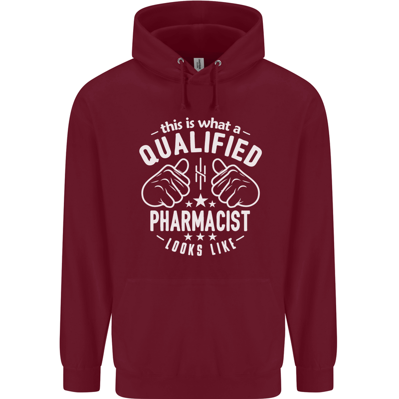 A Qualified Pharmacist Looks Like Mens 80% Cotton Hoodie Maroon