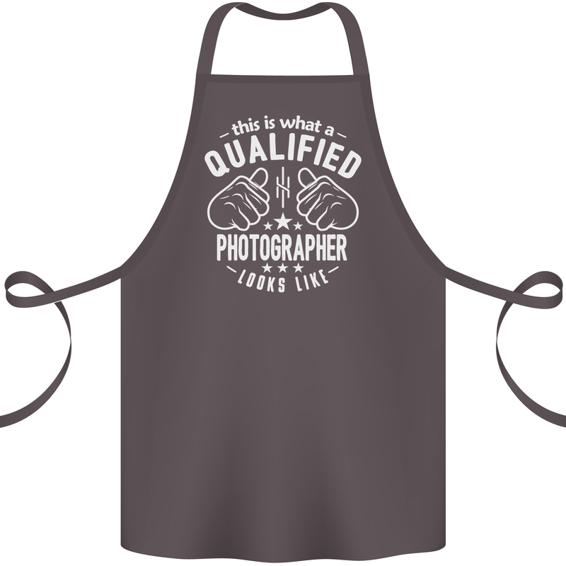 A Qualified Photographer Looks Like Cotton Apron 100% Organic Dark Grey