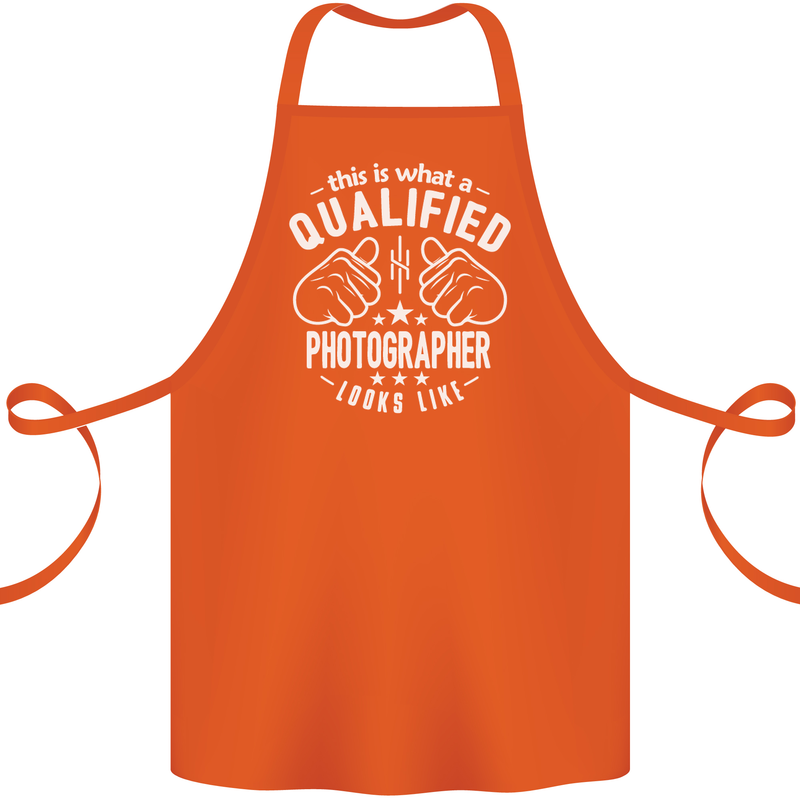 A Qualified Photographer Looks Like Cotton Apron 100% Organic Orange