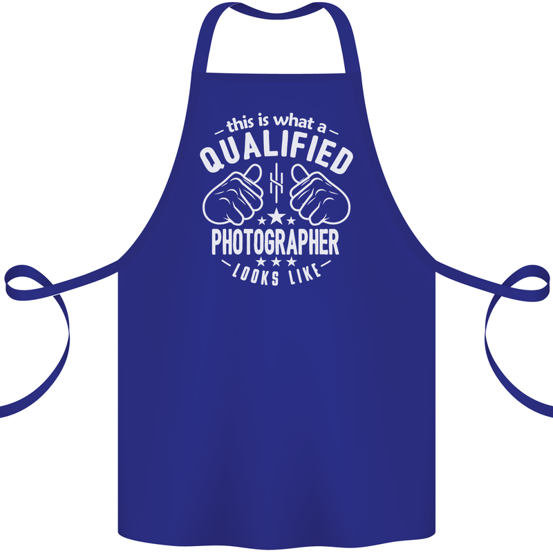 A Qualified Photographer Looks Like Cotton Apron 100% Organic Royal Blue