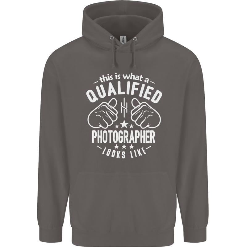 A Qualified Photographer Looks Like Mens 80% Cotton Hoodie Charcoal