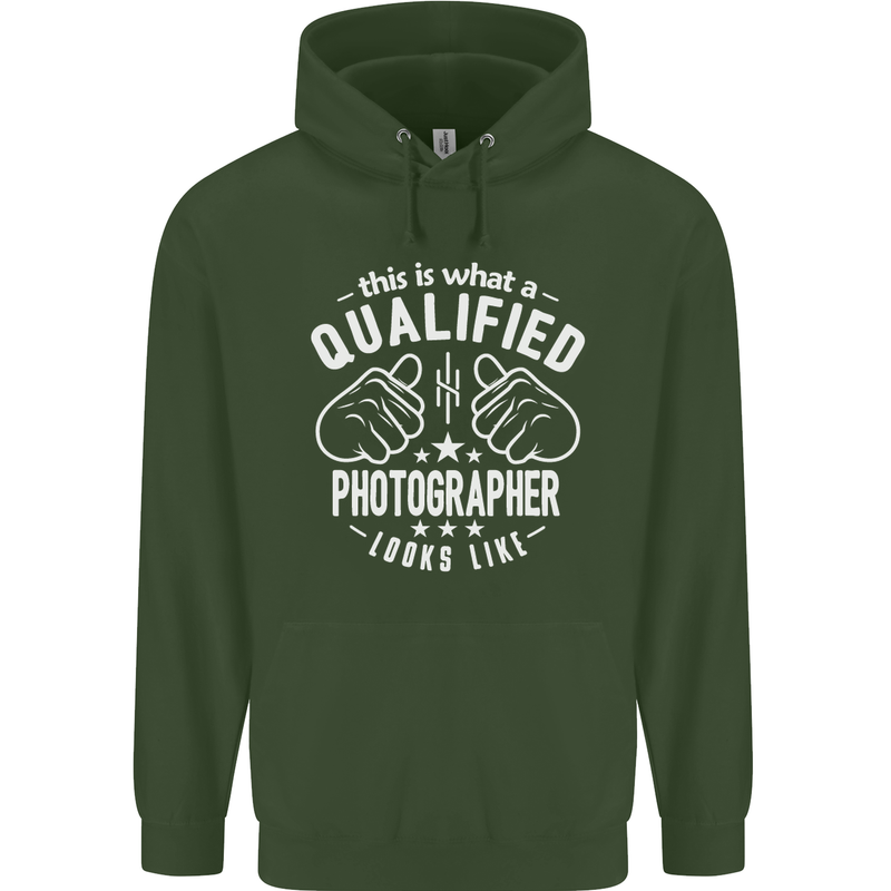 A Qualified Photographer Looks Like Mens 80% Cotton Hoodie Forest Green