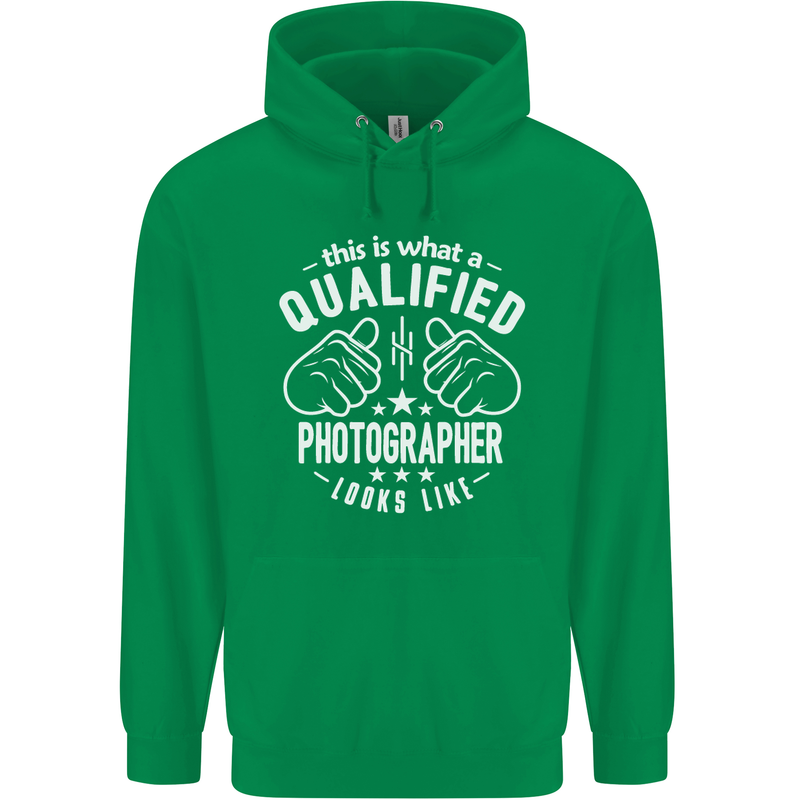 A Qualified Photographer Looks Like Mens 80% Cotton Hoodie Irish Green