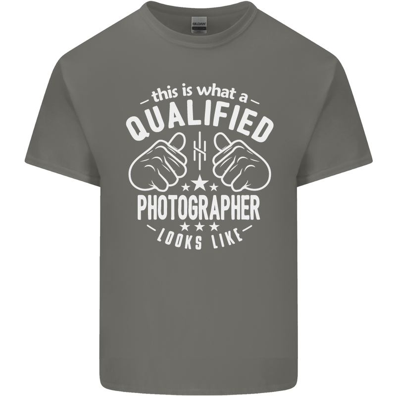 A Qualified Photographer Looks Like Mens Cotton T-Shirt Tee Top Charcoal