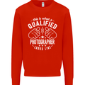 A Qualified Photographer Looks Like Mens Sweatshirt Jumper Bright Red