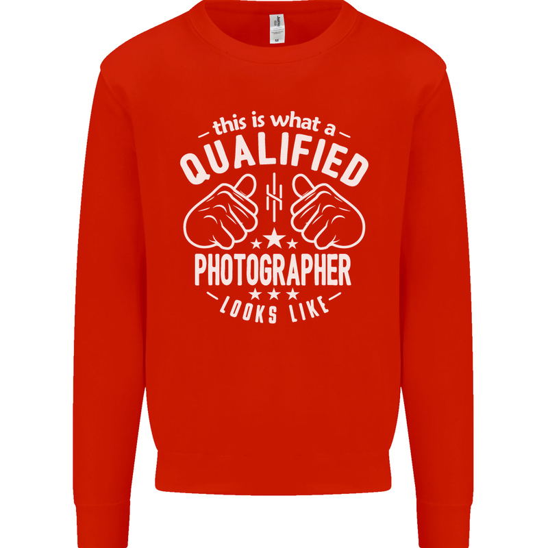 A Qualified Photographer Looks Like Mens Sweatshirt Jumper Bright Red