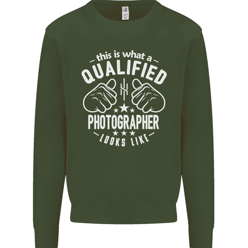 A Qualified Photographer Looks Like Mens Sweatshirt Jumper Forest Green