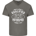 A Qualified Photographer Looks Like Mens V-Neck Cotton T-Shirt Charcoal