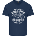 A Qualified Photographer Looks Like Mens V-Neck Cotton T-Shirt Navy Blue