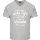 A Qualified Photographer Looks Like Mens V-Neck Cotton T-Shirt Sports Grey