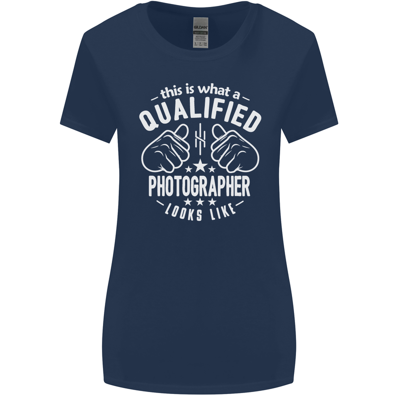A Qualified Photographer Looks Like Womens Wider Cut T-Shirt Navy Blue