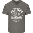 A Qualified Police Officer Looks Like Mens V-Neck Cotton T-Shirt Charcoal
