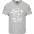 A Qualified Police Officer Looks Like Mens V-Neck Cotton T-Shirt Sports Grey