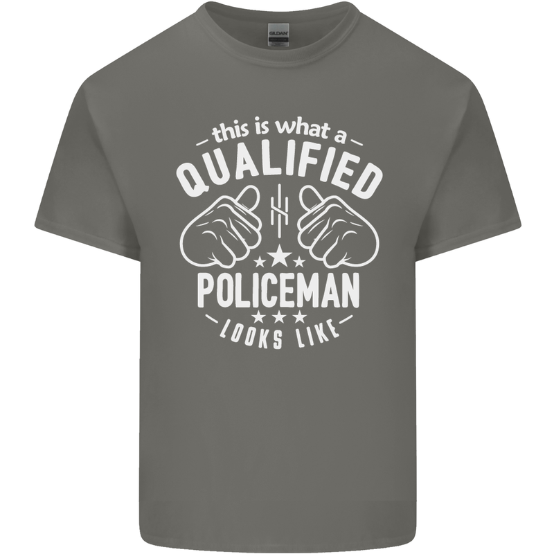 A Qualified Policeman Looks Like Mens Cotton T-Shirt Tee Top Charcoal