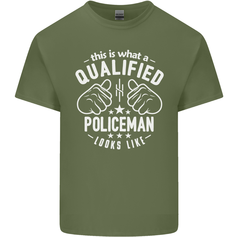 A Qualified Policeman Looks Like Mens Cotton T-Shirt Tee Top Military Green