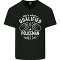 A Qualified Policeman Looks Like Mens V-Neck Cotton T-Shirt Black