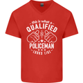 A Qualified Policeman Looks Like Mens V-Neck Cotton T-Shirt Red