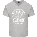 A Qualified Sales Rep Looks Like Mens V-Neck Cotton T-Shirt Sports Grey