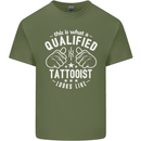 A Qualified Tattooist Looks Like Mens Cotton T-Shirt Tee Top Military Green